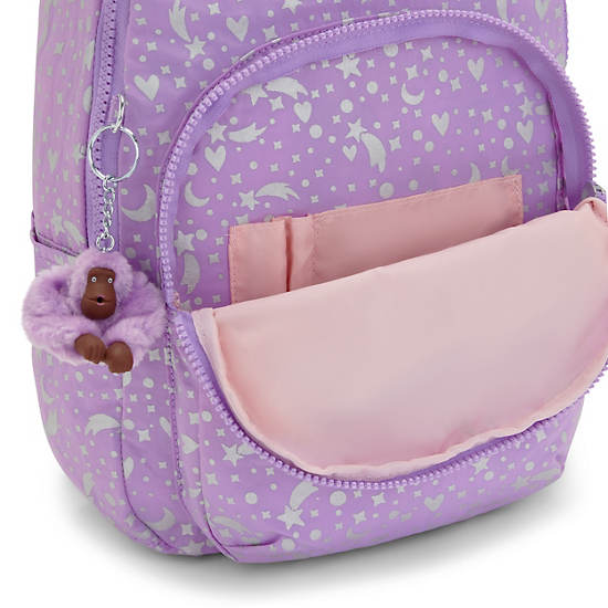 Kipling Seoul Small Printed Tablet Rugzak Paars | NL 1602IL